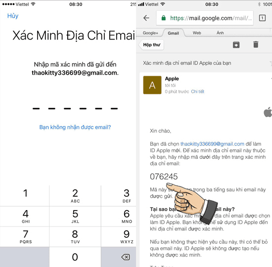 ​Nhập mã xác minh tài khoản