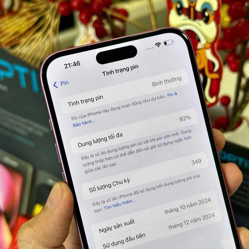 Màn hình Tình trạng pin iPhone 16 Plus cũ tại 126.vn