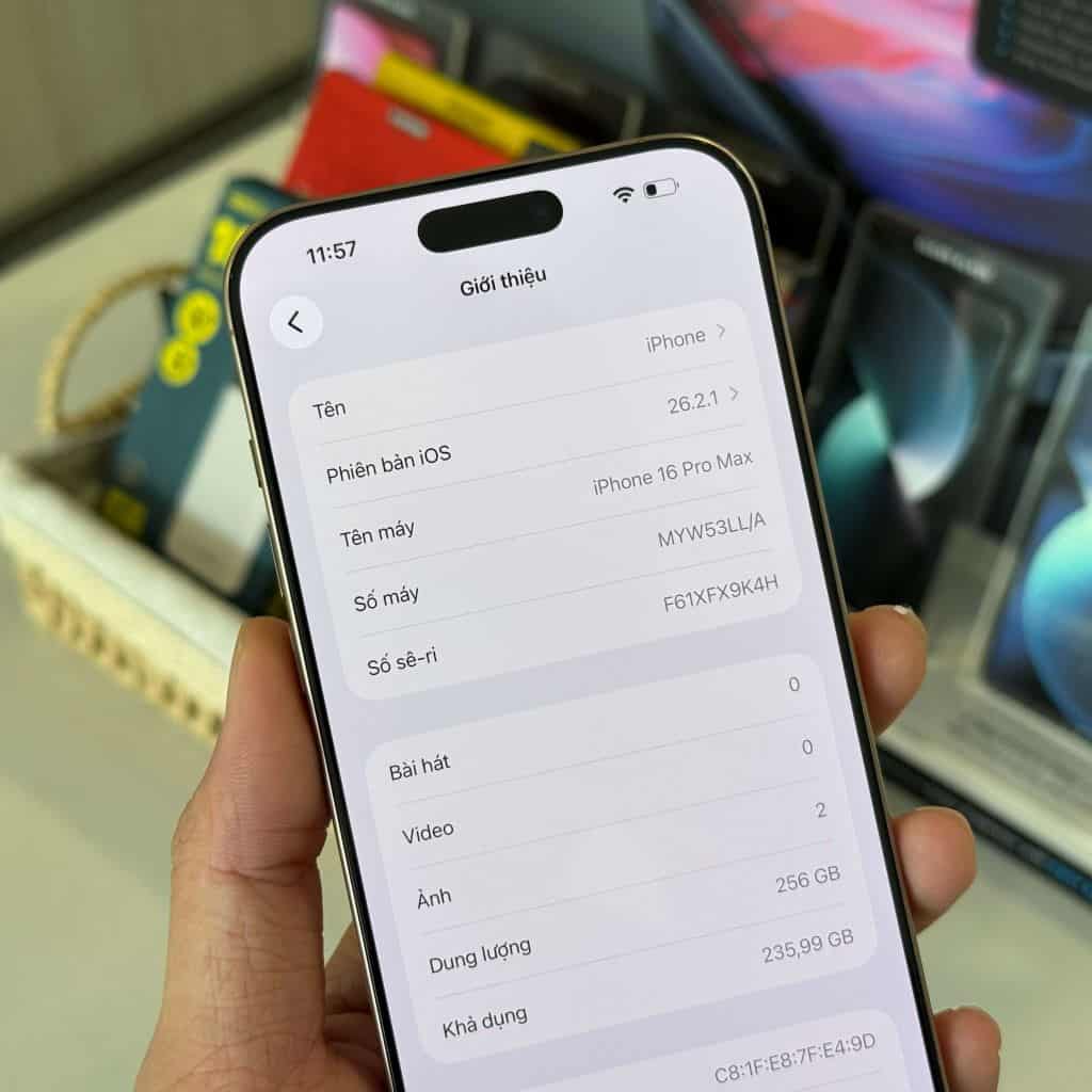 Kiểm tra IMEI số sê-ri iPhone 16 Pro Max cũ trong Cài đặt Giới thiệu