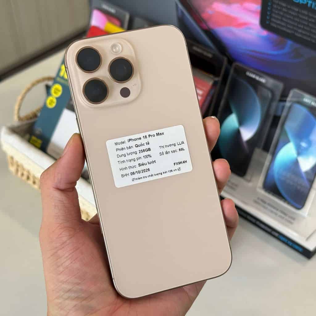 iPhone 16 Pro Max cũ Titan Sa Mạc 256GB Siêu lướt chính hãng tại 126.vn Vĩnh Long