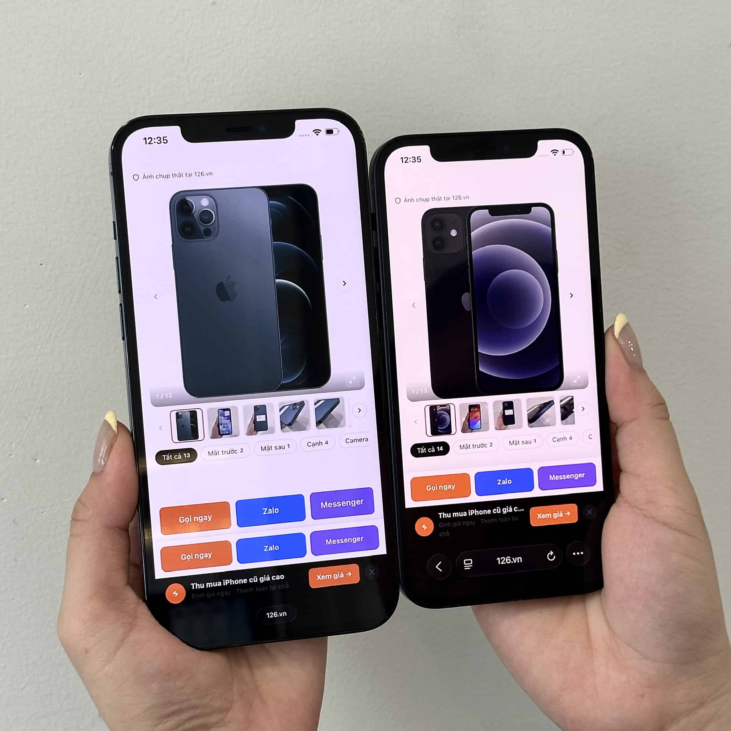 iPhone 12 Pro và iPhone 12 cũ tại 126 Vĩnh Long, ảnh thật mặt trước