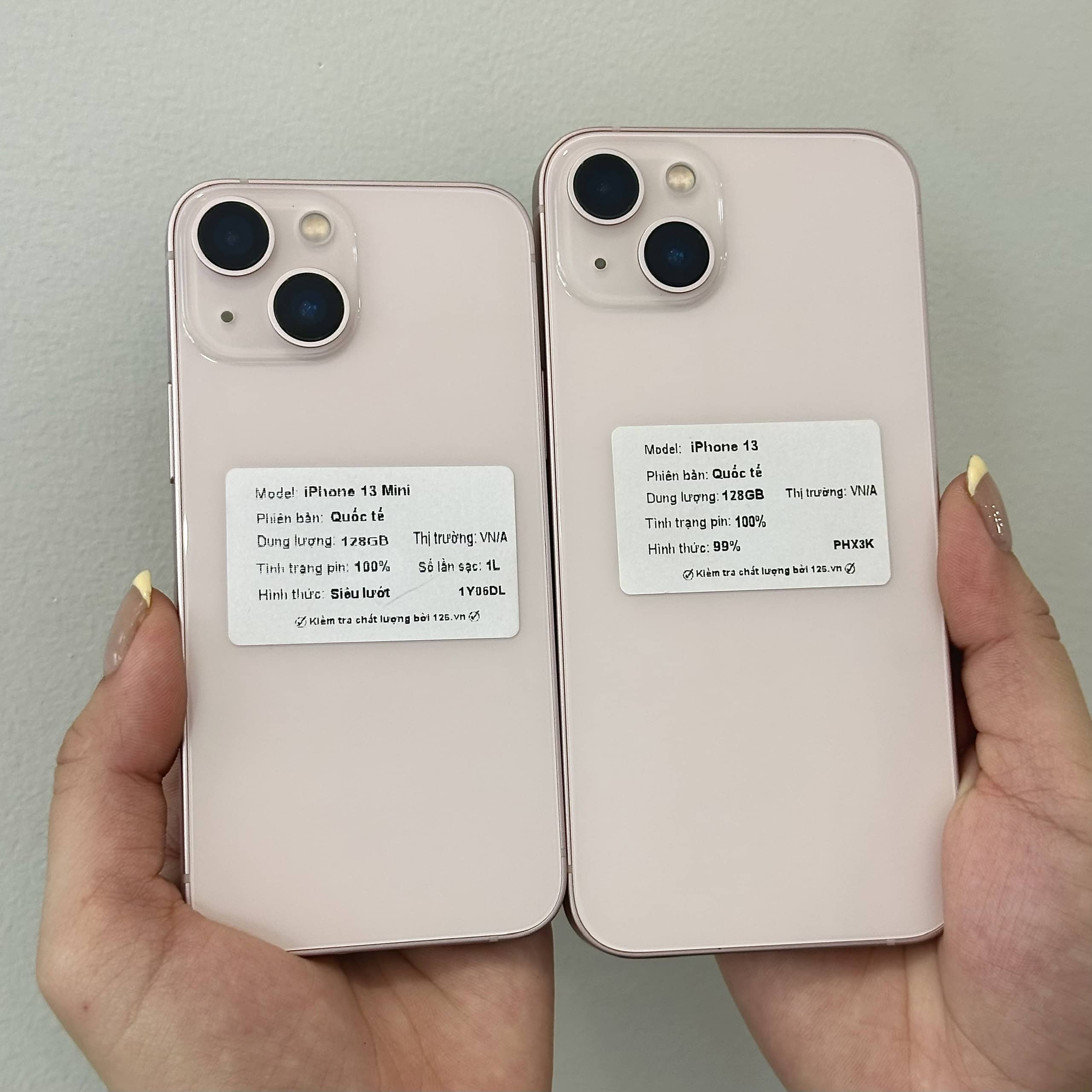 iPhone 13 mini và iPhone 13 cũ tại 126, ảnh thật so kích thước