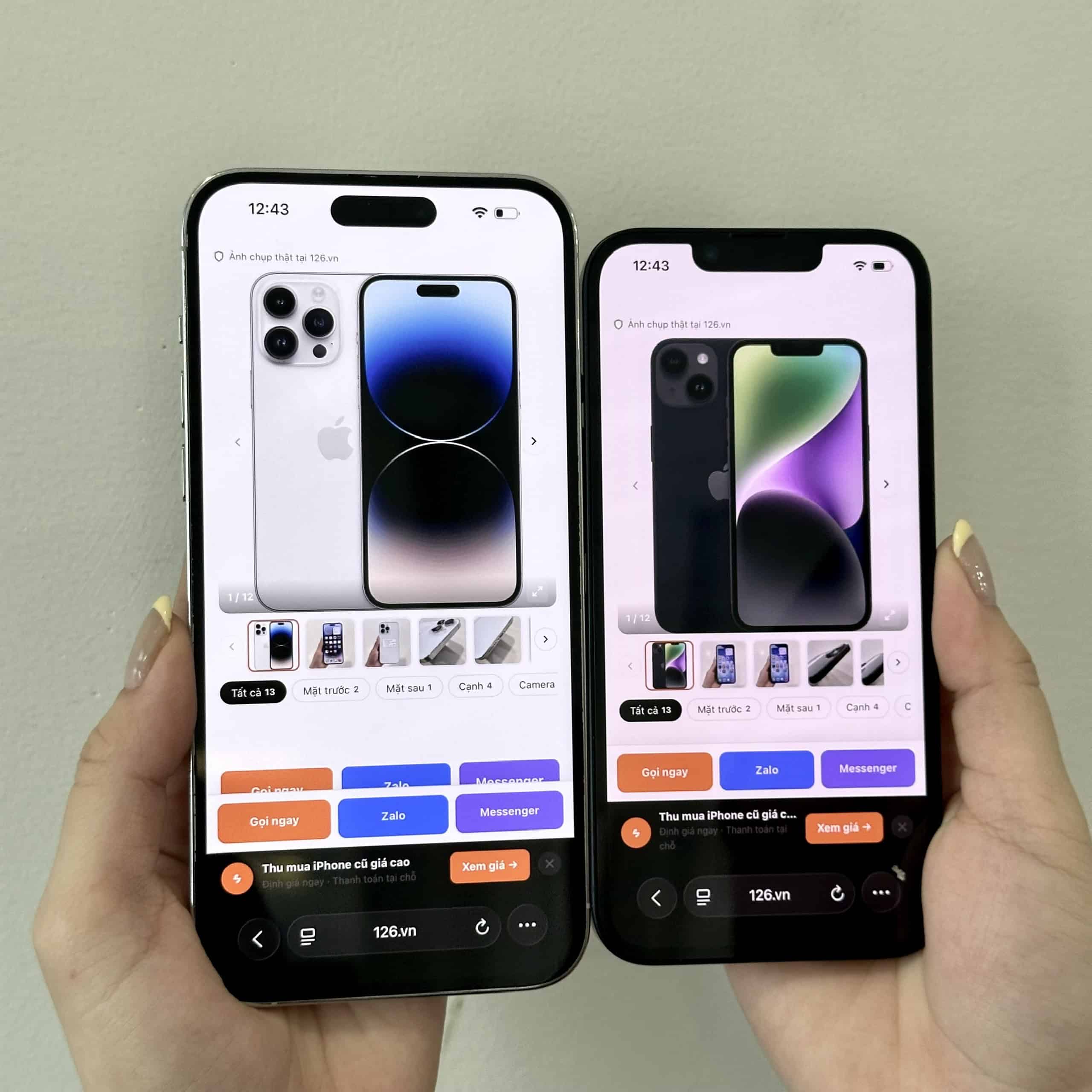iPhone 14 Pro Max và iPhone 14 cũ tại 126, ảnh thật mặt trước