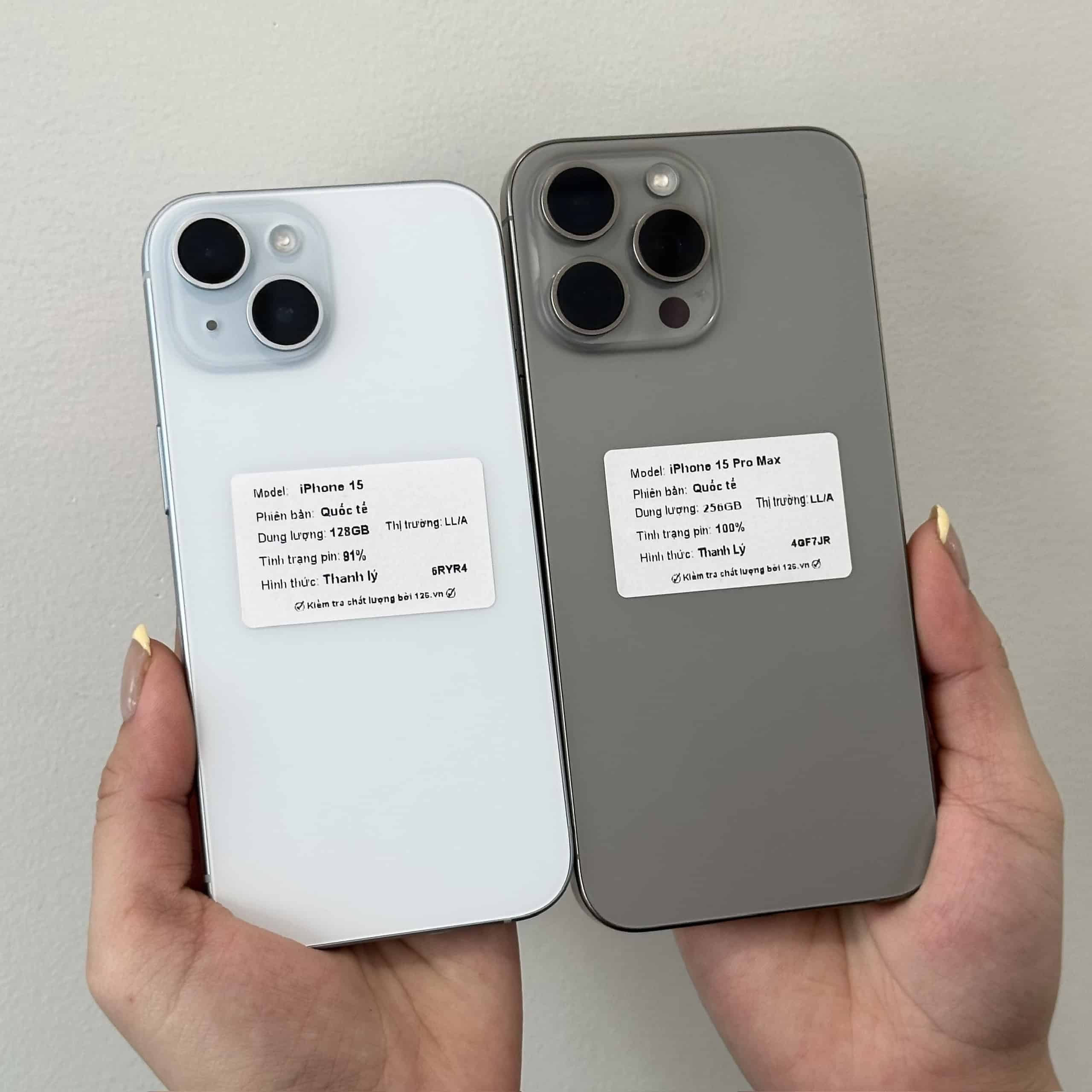 iPhone 15 và iPhone 15 Pro Max cũ tại 126, ảnh thật mặt lưng