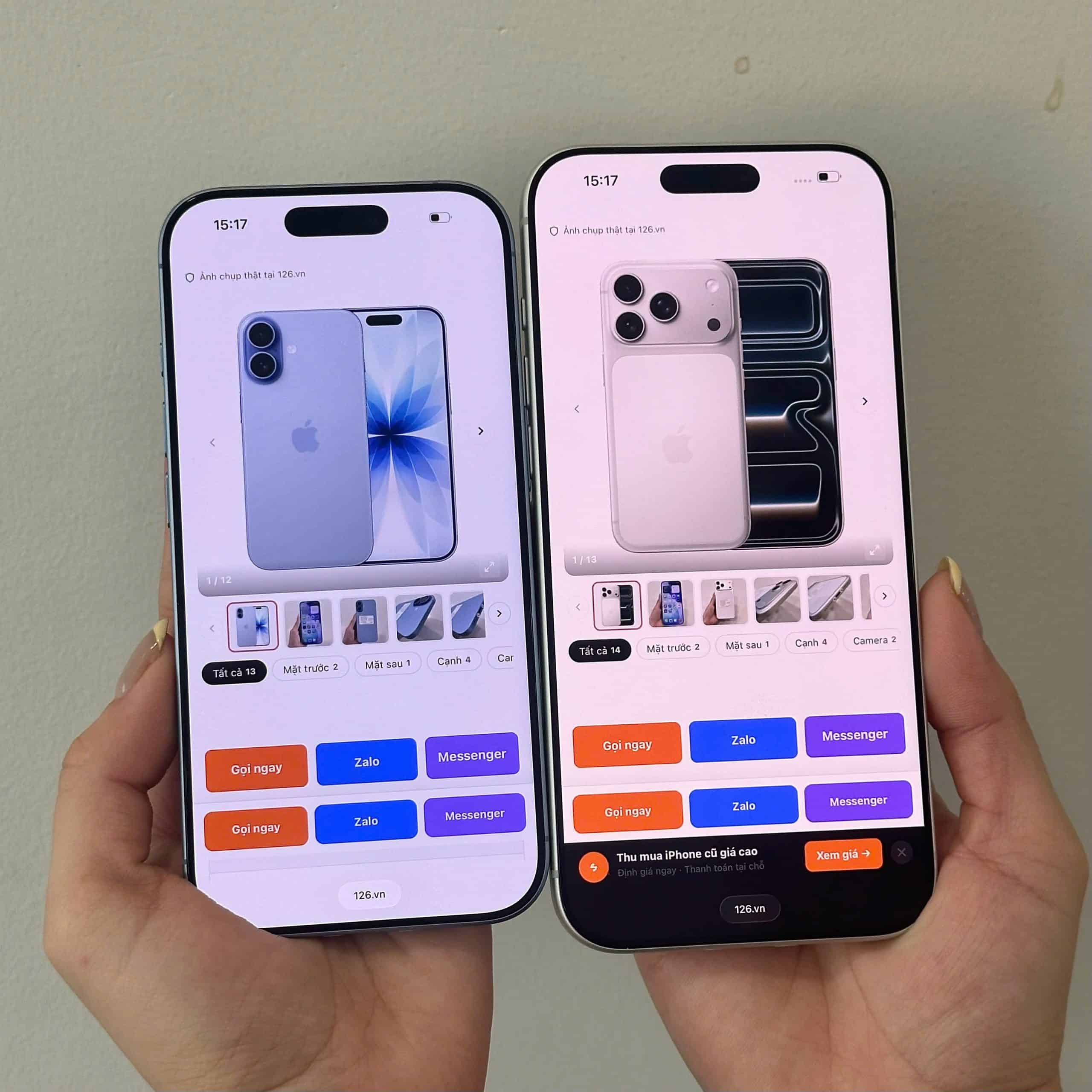 iPhone 17 và iPhone 17 Pro cũ tại 126 Vĩnh Long, ảnh thật mặt trước