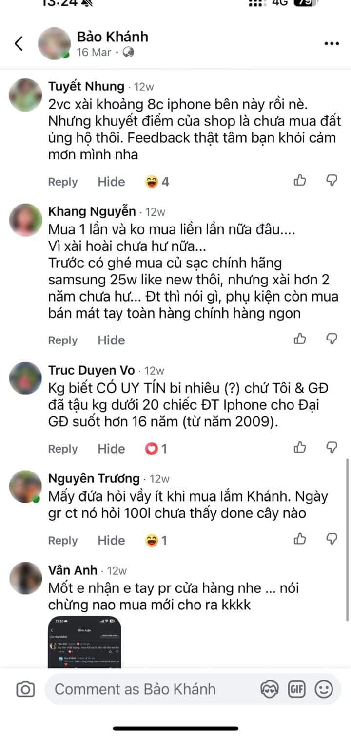 Đánh giá khách hàng 126 - gia đình mua gần 20 chiếc iPhone suốt 16 năm