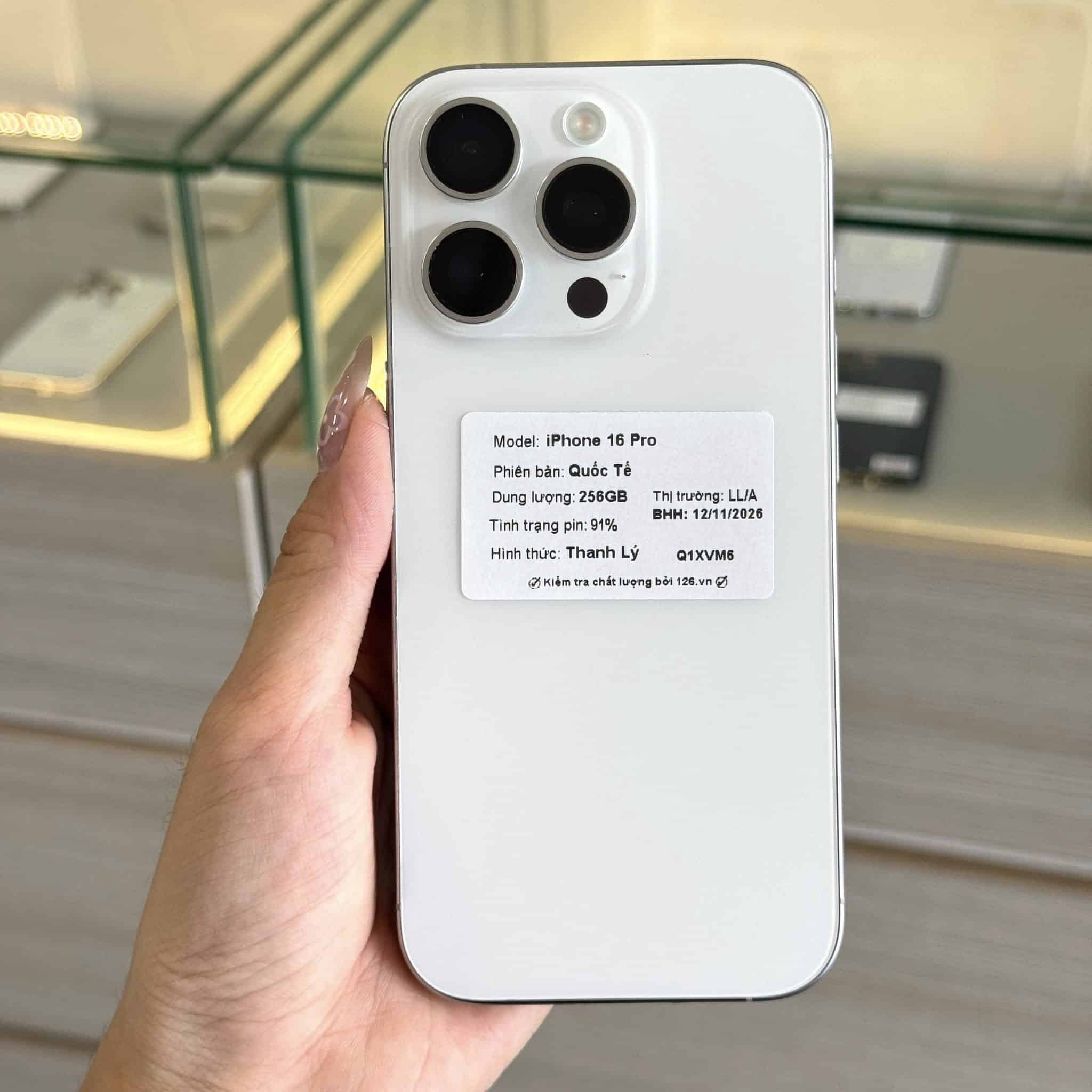 iPhone 16 Pro cũ 256GB pin 91% bản thanh lý có tem kiểm tra chất lượng 126.vn